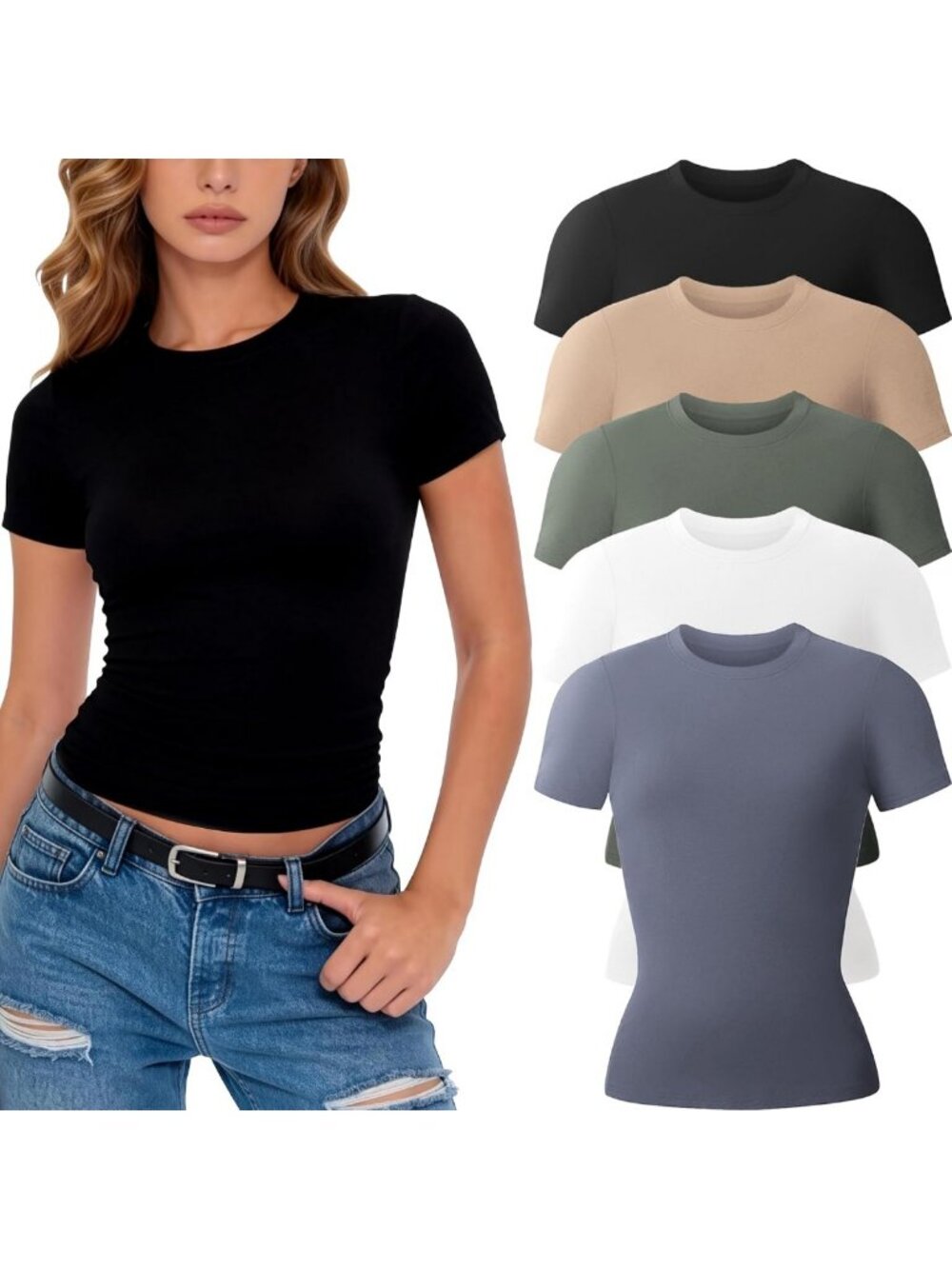 3/5 Pack Women's Short Sleeve Workout Tees - Basic Casual Tops for Fitness